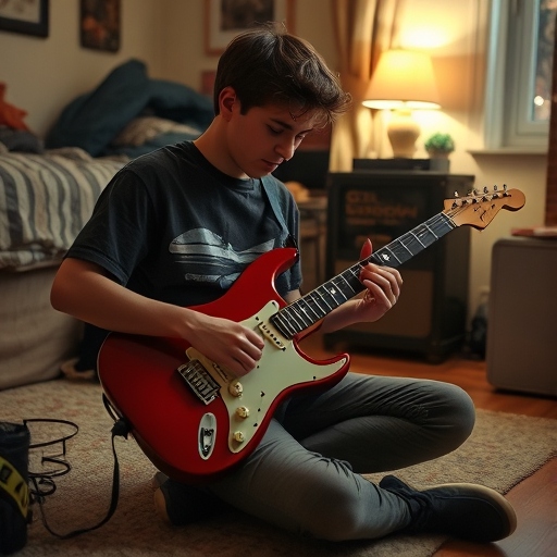Teenage Jamie playing the electric guitar